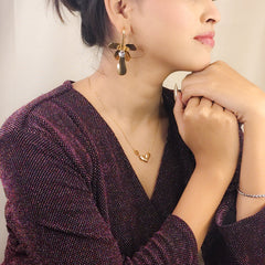 Golden Petal Drop Earrings