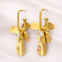 Golden Petal Drop Earrings