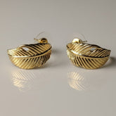 Golden Fern Leaf Stud Earrings