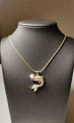 Moonlit Pearl Dolphin Necklace