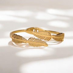 Golden Feather Embrace Cuff