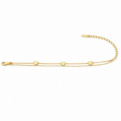 Golden Hearts Double Chain Anklet