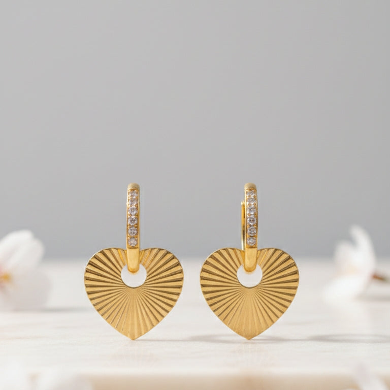 Sunlit Heart Hoops Earrings