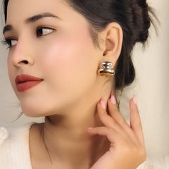 Dual-Tone Aura Stud Earrings