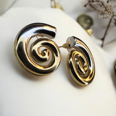 Golden Vortex Spiral Stud Earrings