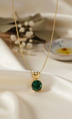 Emerald Heart Drop Necklace